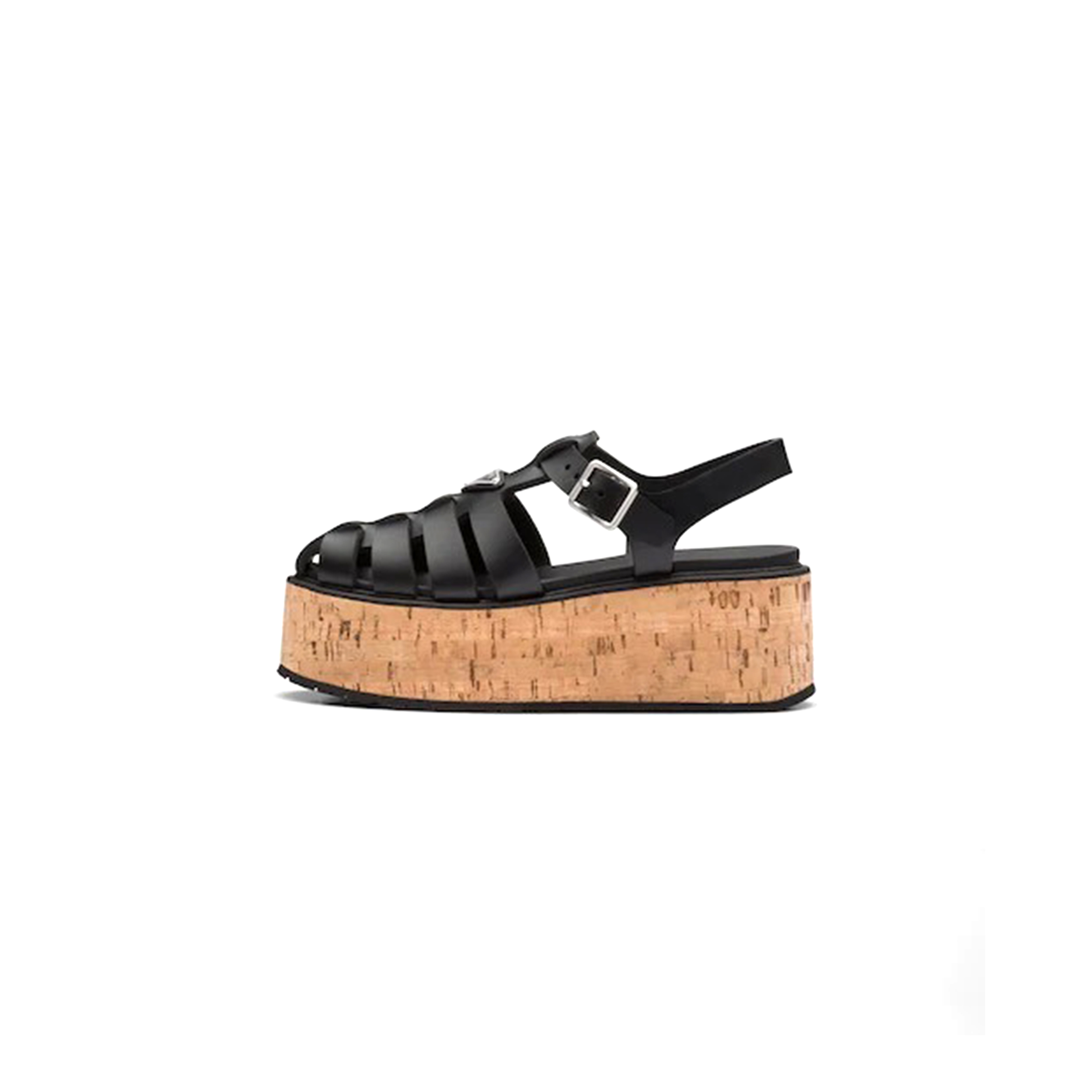 PRADA RUBBER WEDGE PLATFORM SANDALS 1X853M